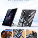 Kaiiecal for Galaxy Z Fold 7 Case [Fit for Magsafe] [Anti-Yellowing] [Built-in Screen Protector & Kickstand] [Hinge Protection] Shockproof Protective Transparent Phone case for Z Fold7, Clear Black