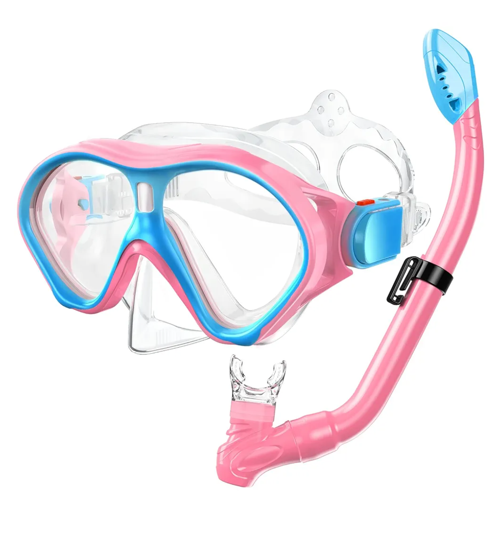 Gintenco Kids Snorkel Set, Diving Mask for Children as Unisex Kids Swimming Goggles, Anti-Fog Diving Mask and Dry Top Snorkel Combo Set for Junior and Youth