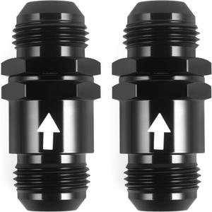 AN10 One Way Non Return Check Valve 10AN to AN10 Male Flare Inline Fitting Aluminum Black 2PCS