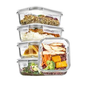 5Pack 22oz Glass Meal Prep Glass Storage Food Container Sets with Snap Airtight Lids for Microwave, Oven, Freezer and Dishwasher