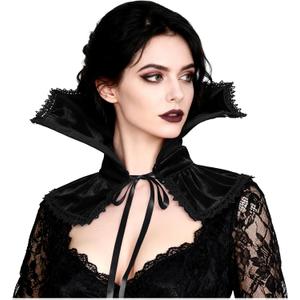 L'VOW Women Black Victorian Collar Standing Vampire Collar Detachable Dracula Collar Witch Gothic Accessories