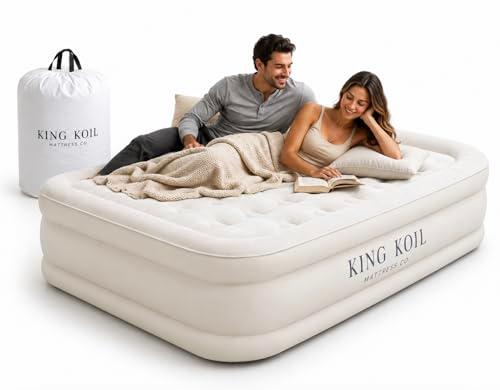 King Koil 20" Queen Air Mattress with Built-in High-Speed Pump - CNN Underscored Top Pick, Sleeps Like a Real Bed, Inflates in 2 Minutes, 600 lb Capacity for Guests, Camping, Home 