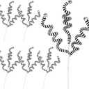 Kathfly 6 Pcs Black and White Christmas Tree Picks Sandworm Decorations Christmas Tree Topper Nightmare Ornaments for Holiday Party DIY Crafts