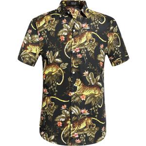 SSLR Mens Short Sleeve Button Down Shirts Casual Summer Hawaiian Shirts for Men (Blue, S)