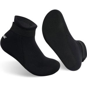 Gogokids 3mm Neoprene Wetsuit Socks for Kids, Keep Warm Toddler Water Socks, Anti-Scratch, Non-Slip, and Anti-Scald (2.5-3.5 Big Kid, Black)