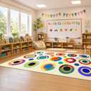 6x9 Classroom Rug for Kids, Large Circle Time Rug for Preschool & Kindergarten, Washable Non-Slip Educational Learning Carpet, Reading Corner Rugs, Teacher Supplies for Classroom