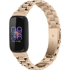 Stainless Steel Band Compatible with Fitbit Inspire 3, Adjustable Metal Watch Bands BraceletsWristband Replacement for Women Men (Champagne Gold)