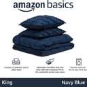 Amazon Basics Soft, Lightweight King Size Comforter Set with Pillow Shams, All-Season Down-Alternative 3-Piece Bedding Set, Pinch Pleat Design, Navy Blue
