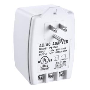 Hotop 1 Pack 24 Volt Transformer, 40 VA AC Transformer Plug in with PTC Fuse Compatible with All Versions of Ring Doorbell and Thermostat, Compatible with Nest, Ecobee, Sensi/Honeywell/24V Adapter