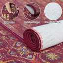 5x7 Soft Washable Area Rugs for Living Room and Bedroom, Non-Slip Stain Resistant Indoor Carpet, Cozy Floor Mat for Dining Room, Office, Under TableStain Resistant Persian red Floral