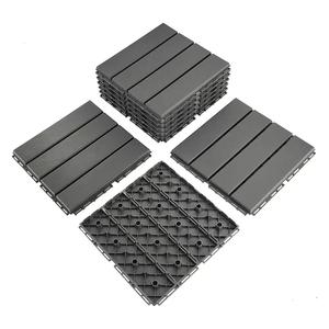 9 sq. ft Plastic Interlocking Deck Tiles, 9 Pack Patio Deck Tiles, 12"x12" Waterproof Outdoor Flooring All Weather Use, Patio Floor Decking for Porch Poolside Balcony Backyard, Grey
