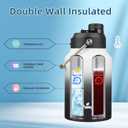 Konokyo Half Gallon Jug with Handle,64 oz Insulated Water Bottle with Carrying Pouch,Double Wall Vacuum Stainless Steel Metal Bottle,Day Night