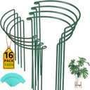 Breeze Touch 8 Pack Plant Support Stakes, 16 Inch Plant Stakes for Outdoor Plants, Peony Cage with 15 Pcs Green Lables, Peony Cages and Supports, Peonies Support Cages Flower Stakes for Plants