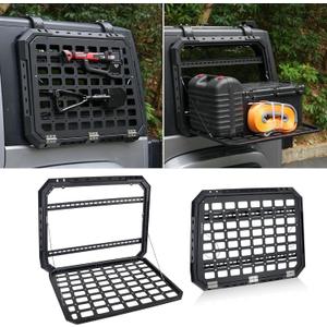 2 Pcs Rear Window Storage Table Molle Panel Flank Kit Rear Foldable Window Shelf for Jeep Wrangler 2007-2018 JK 4 Doors