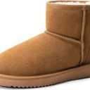 DREAM PAIRS Snow Boots for Women Genuine Suede Faux Fur Lining Anti-Slip Warm Winter Booties Slip On Memory Foam Ankle Boots FuzzyClassic Low Boots (Brown)