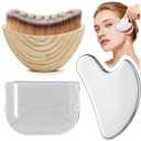 Stainless Steel Gua Sha & Lymphatic Contour Face Brush, Facial Brush for Jawline Shaper, Dry Brush For Face, Puffiness Reduction, Guasha tool for face
