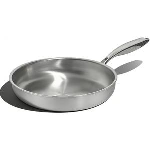 Umite Chef 10 Inch Stainless Steel Frying Pan, Non-Toxic 5 Ply Stainless Clad, Professional Skillet Cookware, Dishwasher Safe Kitchen Pan, Compatible with Induction, Oven Safe Saucepan,PFOA&PTFE Free