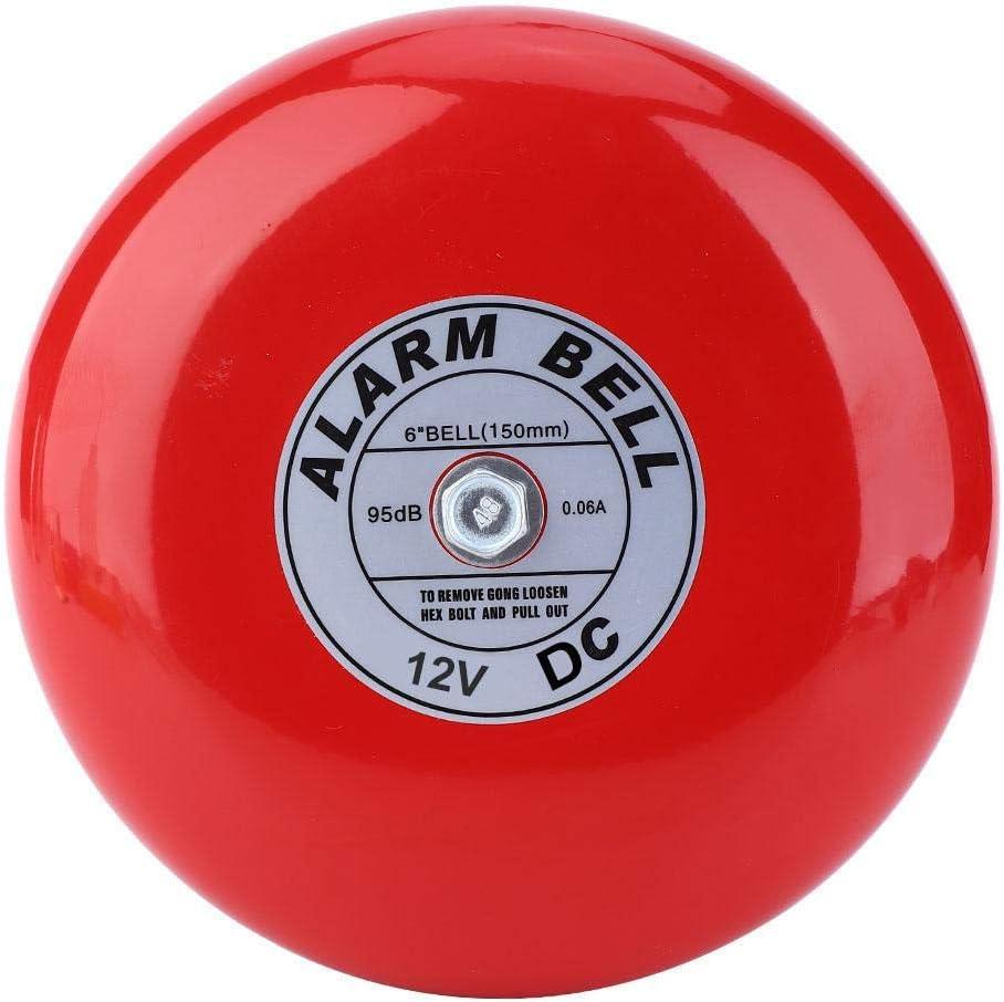 Fire Alarm Bell, CB-6B 95dB Electric Alarm Bell 150mm / 5.9in Ringing Bell Security Alarm Bell for School Home Factory Loud Doorbell Alarm Multi Purpose Bell(DC 12V)