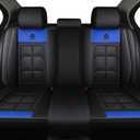 BGYFDU03 Seat Cover 5-Seater Full Set, Universal Type, Suitable for Most Cars Pickup Ttrucks Airbags Compatible with Synthetic Leather Car Seat Cushion Protectors (Black-Bule)
