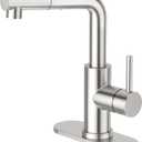 CREA Kitchen Faucet with Pull Down Sprayer - Pre Wet Bar Sink Faucets Single Hole/Handle - Brushed Nichel Stainless Steel Small Faucet for Mini Sink RV Outdoor Utility Laundry Room Faucet