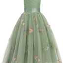 IBTOM CASTLE Flower Girls Dress Spaghetti Strap Long A Line Formal Wedding Pageant Princess Birthday Party Dance Gown, 140