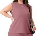 OLRIK Plus Size Tank Tops for Women Cap Sleeve Soft Stretch Summer Blouses Casual Basic Tee with Underarm Coverage (Pink, 4X)