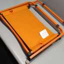 Vibrant and Cheerful Orange Folding Outdoor Chair, Compact Lightweight Portable Design with Wood Armrests & Metal Frame for Backyar, Camping, Beach, Hiking, Picnics