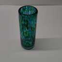 9.45" Tall Teal Vase Hand Blown Glass Vase Green, Modern Teal Home Centerpieces Wide Mouth Vases for Bud&Flower Decor - Ideal Living Room, Kitchen, Wedding, Dining Table, Office Center Table