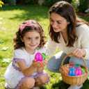 24 Pack Prefilled Easter Eggs with Mini Rubber You Rock Toys Inside Positive Mini Figures for Kids Girls Boys Easter Basket Stuffers Gifts Party Favors