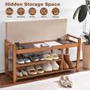 39.4in Shoe Bench with Coat Rack, Entryway Shoe Rack Organizer for Hallway, 39.4in without Hooks