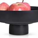 Modern Large Black Fruit Bowl - Concrete Black Pedestal Decorative Bowls, Handicraft Multi-Functional Key, Candy Bowl, Centerpiece for Entry Table, Kitchen Island Counter, Coffee Table Home Decor