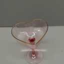 Pink Coupe Glasses Set of 6, Heart Shaped Martini Glasses with Golden Rim Fancy Cocktail Glassware Champagne Flutes for Valentine's Day Wedding Galantines Day