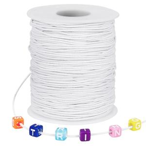 White Elastic String, 328 Feet 1mm Stretchy Bracelet String Bead Cord for Bracelets, Necklaces, Jewelry Making Supplies, Beading, Pony Beads and Crafts(Bead-Free)