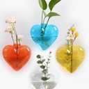 Nacome Wall Hanging Propagation Station: 4 PCS Heart Shaped Glass Plant Terrarium Vases for Home Office Decor - Unique Gifts for Plant Lovers Women Mom (Colored)