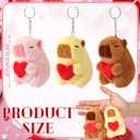 9 Pcs Capybara Plush Keychain with Heart, Cute Small Capybara Tiny Stuffed Animal Toy for Backpack Bag Charms Classroom Graduation Party Favors Father's Day Valentines Birthday Gifts