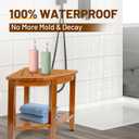 18" Premium Teak Corner Shower Bench with Shelf, Solid Teak Shower Stool, Durable Waterproof Wooden Seat for Inside Shower, Teak Wood Bench for Bathroom, Indoor & Outdoor Use