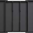 Lifewit Utensil Organizer for Kitchen Drawers, Expandable Cooking Utensil Tray, Adjustable Cutlery Silverware Flatware Holder, Plastic Spatula Tools Storage Divider, 11-18 x 14", Black