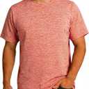 Men's Athletic T Shirts Crew Neck Breathable Quick-Dry Short Sleeve Workout T Shirt for Gym Running Fitness 1&2&5 Pack (Red, XL)