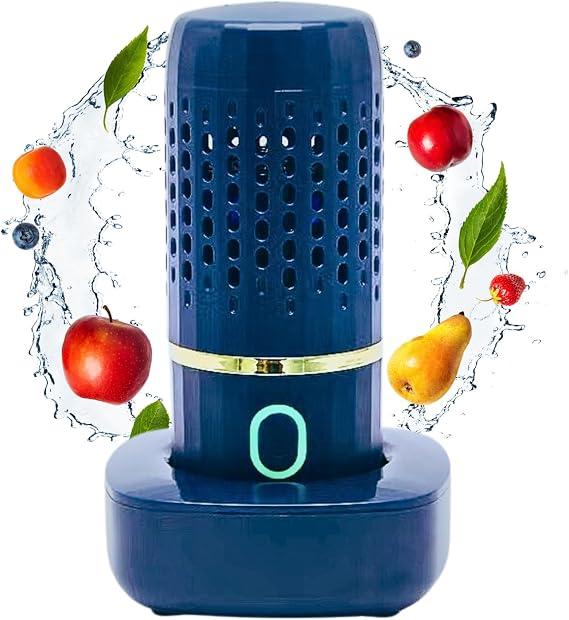 Fruits and Vegetable Washing Machine, Kitchen Fruit Cleaner Device in Water, Wireless Fruit Washer with OH-ion Purification Technology for Fruit, Veggies, Meat(Blue)