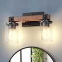 EDISHINE Farmhouse Vanity Lights for Bathroom, 2 Light Bathroom Vanity Lights Over Mirror, Wall Sconce with Clear Glass Shades for Vanity Table, Living Room
