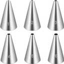 6 Pcs Round Hole Piping Tips Set for Cake Decorating, Stainless Steel Round Icing Dispensers Nozzles Professional Cupcake Frosting Nozzles for Cake Cookies Pastry Fondant Cream (6 Sizes)