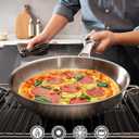 VocVoi Stainless Steel Pan, 12 Inch with Lid Stainless Steel Frying Pan, Non Toxic Tri-Ply Skillet, PFOA&PTFE Free, Oven and Dishwasher Safe, Induction Compatible