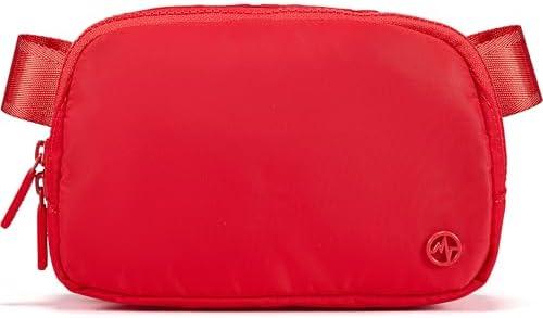 Pander Two Way Zipper Fanny Pack Nylon Everywhere Belt Bag for Women, Water Repellent Waist Packs, Crossbody Bags with Adjustable Strap (Red).