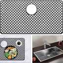 Sink Protectors for Kitchen Sink, Large 28.4" x 15" Silicone Sink Mats for Bottom of Farmhouse Stainless Steel Porcelain with Rear Drain Hole for Sink Bowl | Heat-resistant | Easy-clean | Black
