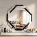 Vercraft Black Bathroom Mirror 20"20" Decorative Beveled Edge Frameless Mirror Wall Mirrors Hexagon Silver Polished for Wall Bathroom Vanity Room Bedroom Living Room and Enter Way