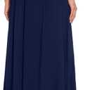 Womens Maxi A-line Long Skirt Casual 2026 Elastic High Waist Flowy Skirts with Pockets (Blue, XL)