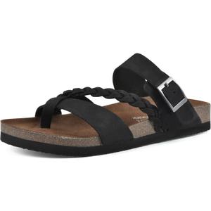 WHITE MOUNTAIN Shoes Hazy Footbed Sandal, Black/Nubuck, 9 M