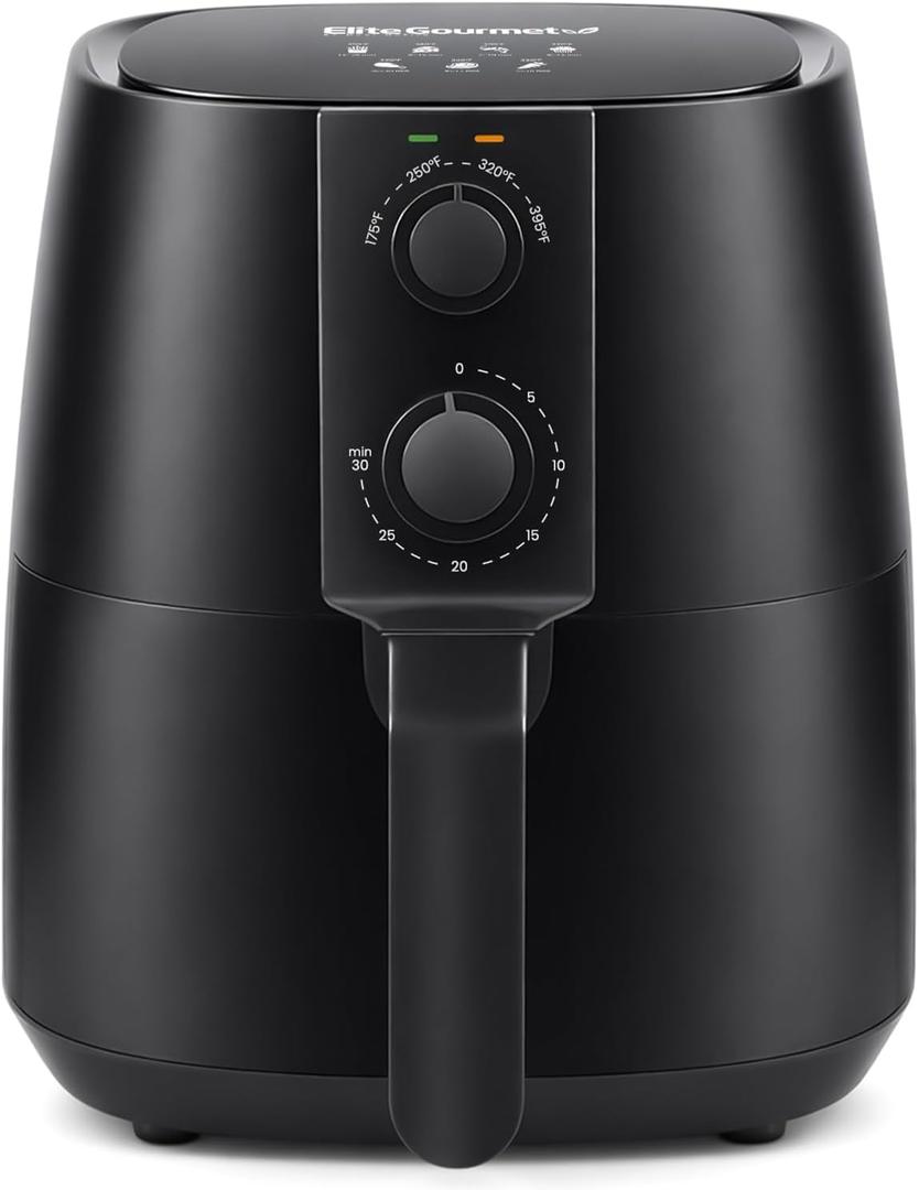 Elite Gourmet EAF4617 Electric Digital Hot Air Fryer, 1350Watts, Oil-Less Healthy Cooker, Timer & Temperature Controls, 4 Quart, Black