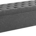 SONGMICS Storage Ottoman Bench, Foot Rest with Legs, 15.7 x 43.3 x 15.7 Inches, End of Bed Bench, Storage Chest, Load up to 660 lb, for Living Room, Bedroom, Entryway, Dark Gray ULSF088G01