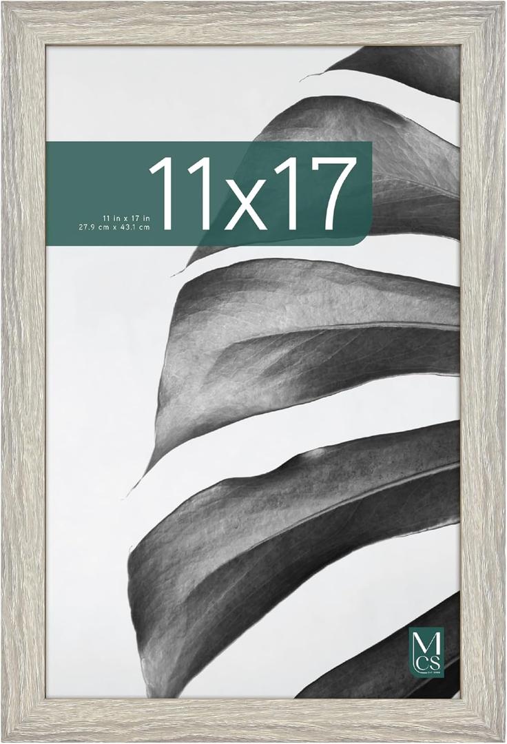 MCS Studio Gallery 11x17" Picture Frame Gray Woodgrain, Rectangle Photo Frame for Photos, Posters & Art Prints (1-Pack)